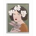 thumbnail image 1 of Stupell Industries Woman And Rabbit White Flower Animal Painting Gray Framed Art Print Wall Art, 16x20, by Sally B, 1 of 8