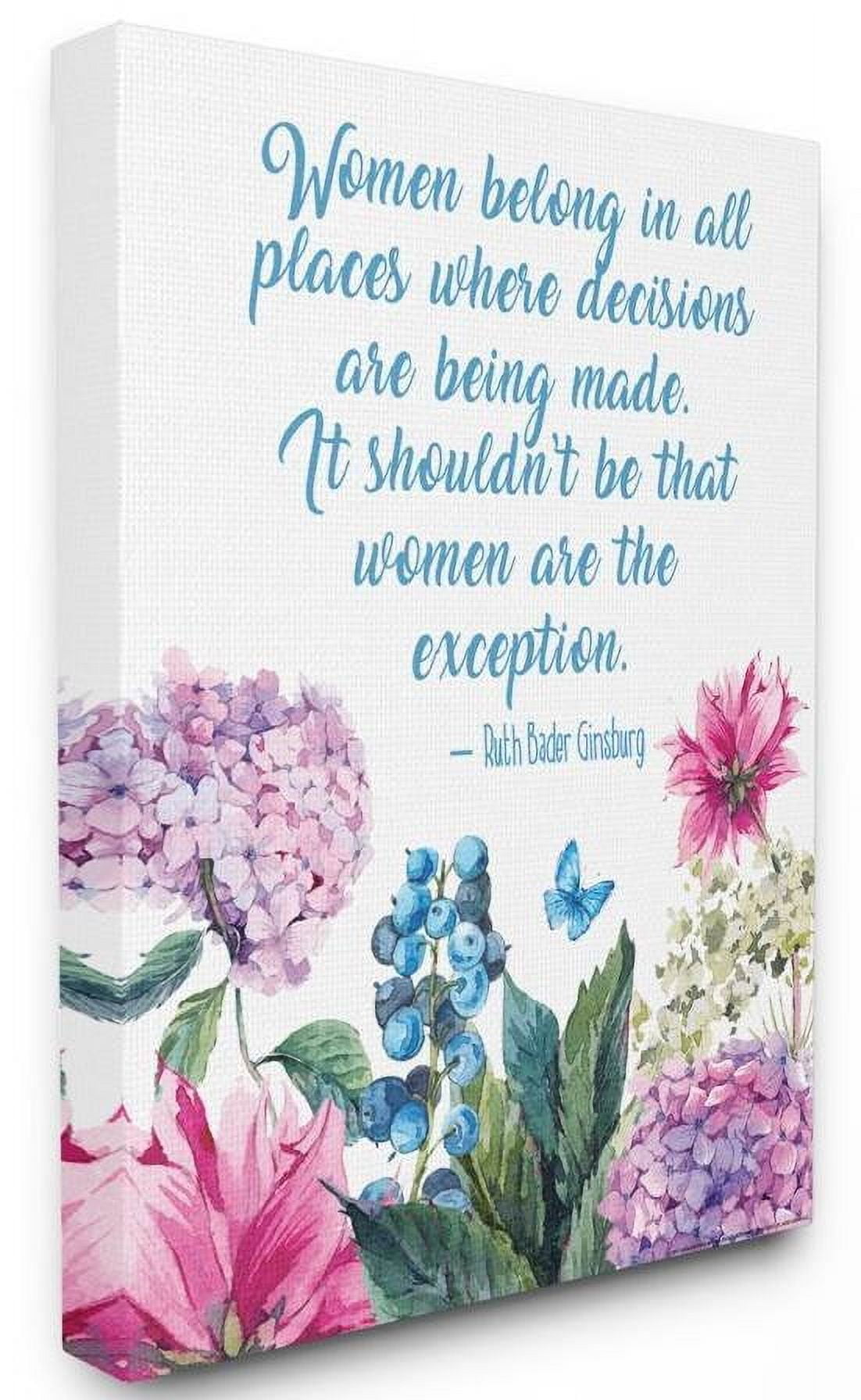 Stupell Industries Woman Belong In All Places Flower Inspirational Word Design Canvas Wall Art by Jadei Graphics