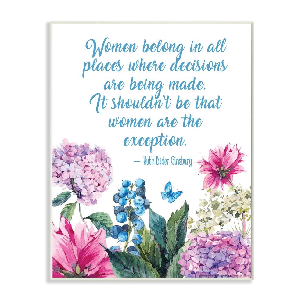 Stupell Industries Woman Belong In All Places Flower Inspirational Word Design Wall Plaque by Jadei Graphics
