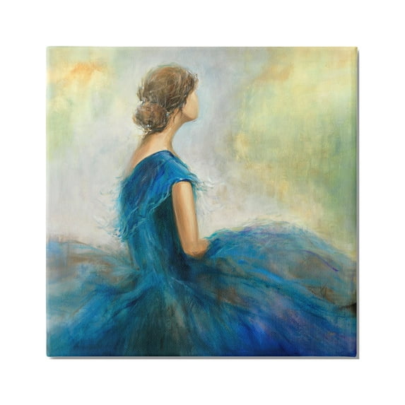 Stupell Industries Woman Billowing Blue Dress Classic Figure Painting Painting Gallery Wrapped Canvas Print Wall Art, Design by K. Nari