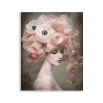 Stupell Industries Woman & Blush Florals Novelty Painting Unframed Art Print Wall Art, 11 x 14