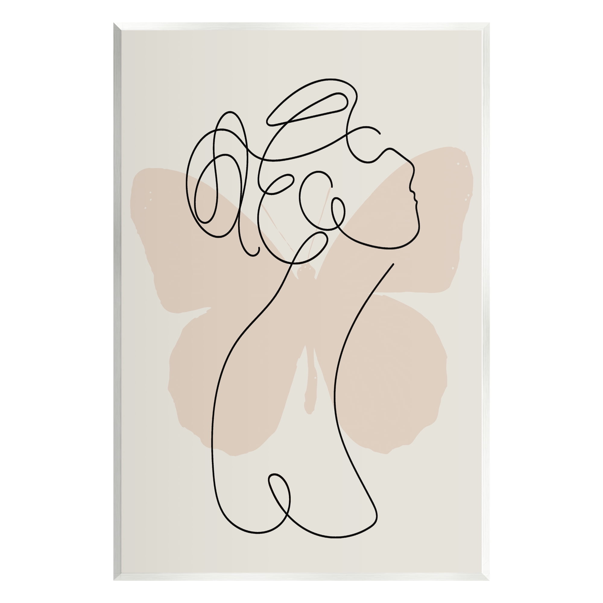 Stupell Industries Woman & Butterfly Line Doodle Abstract Painting Unframed Art Print Wall Art