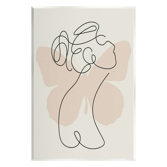 Stupell Industries Woman & Butterfly Line Doodle Abstract Painting Unframed Art Print Wall Art