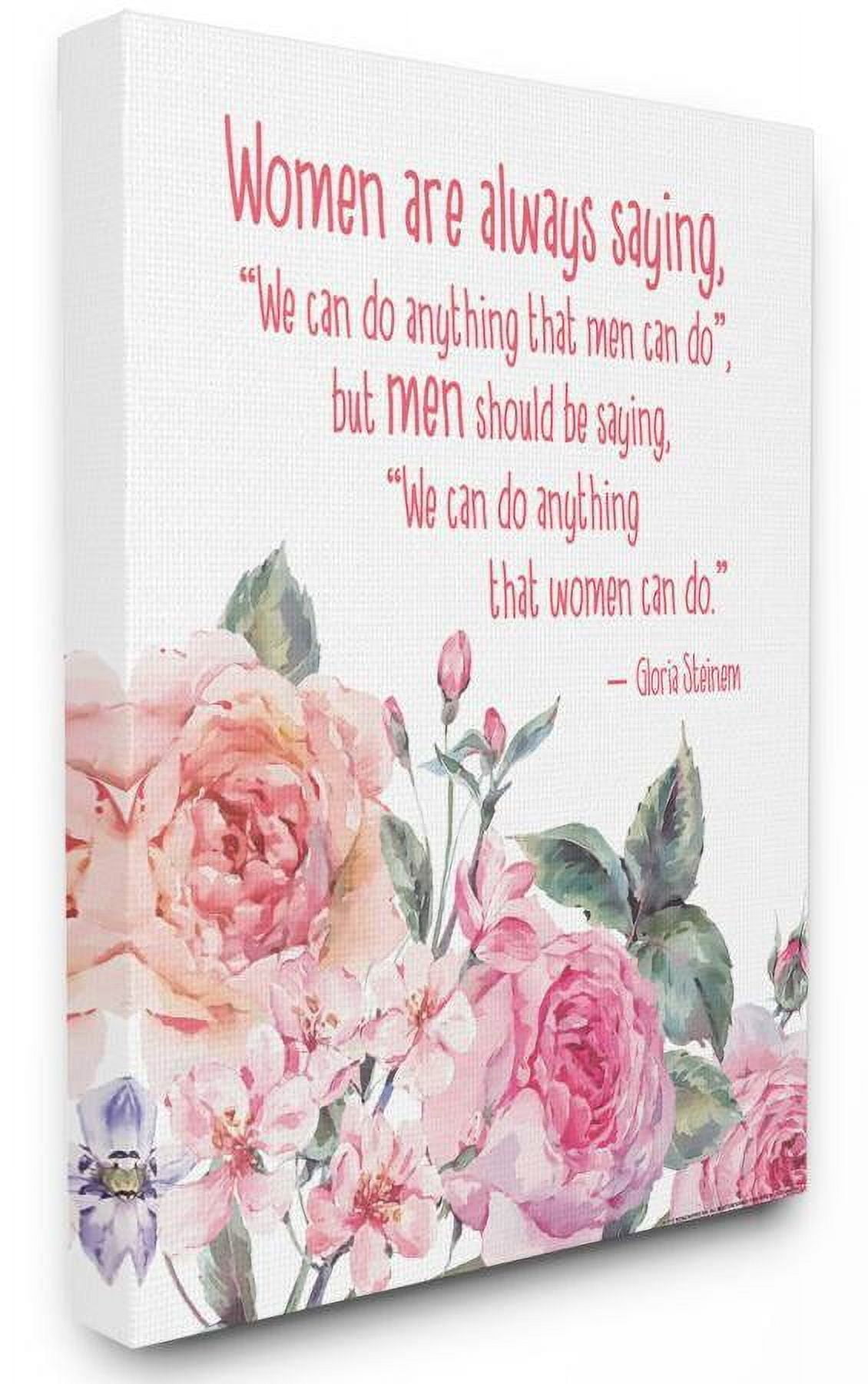 Stupell Industries Woman Can Do Anything Flower Inspirational Word Design Canvas Wall Art by Jadei Graphics