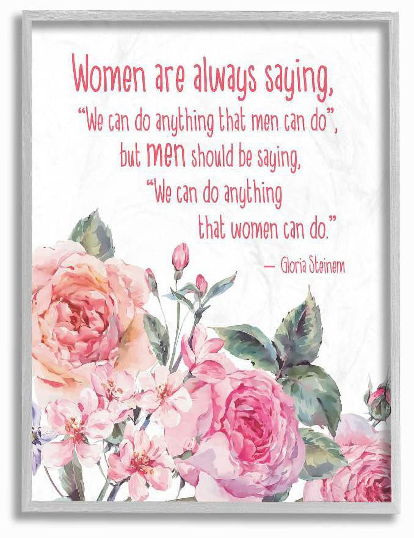 Stupell Industries Woman Can Do Anything Flower Inspirational Word Design Framed Wall Art by Jadei Graphics