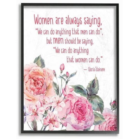 Stupell Industries Woman Can Do Anything Flower Inspirational Word Design Framed Wall Art by Jadei Graphics