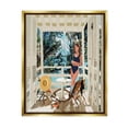 thumbnail image 1 of Stupell Industries Woman Coastal Beach Canopy Summer Ocean Scene Graphic Art Metallic Gold Floating Framed Canvas Print Wall Art, Design by Amelia Noyes, 1 of 5