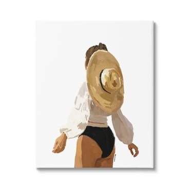 Stupell Industries Woman Draped Sun Hat Tropical Summer Vacation Graphic Art Gallery Wrapped Canvas Print Wall Art, Design by Amelia Noyes