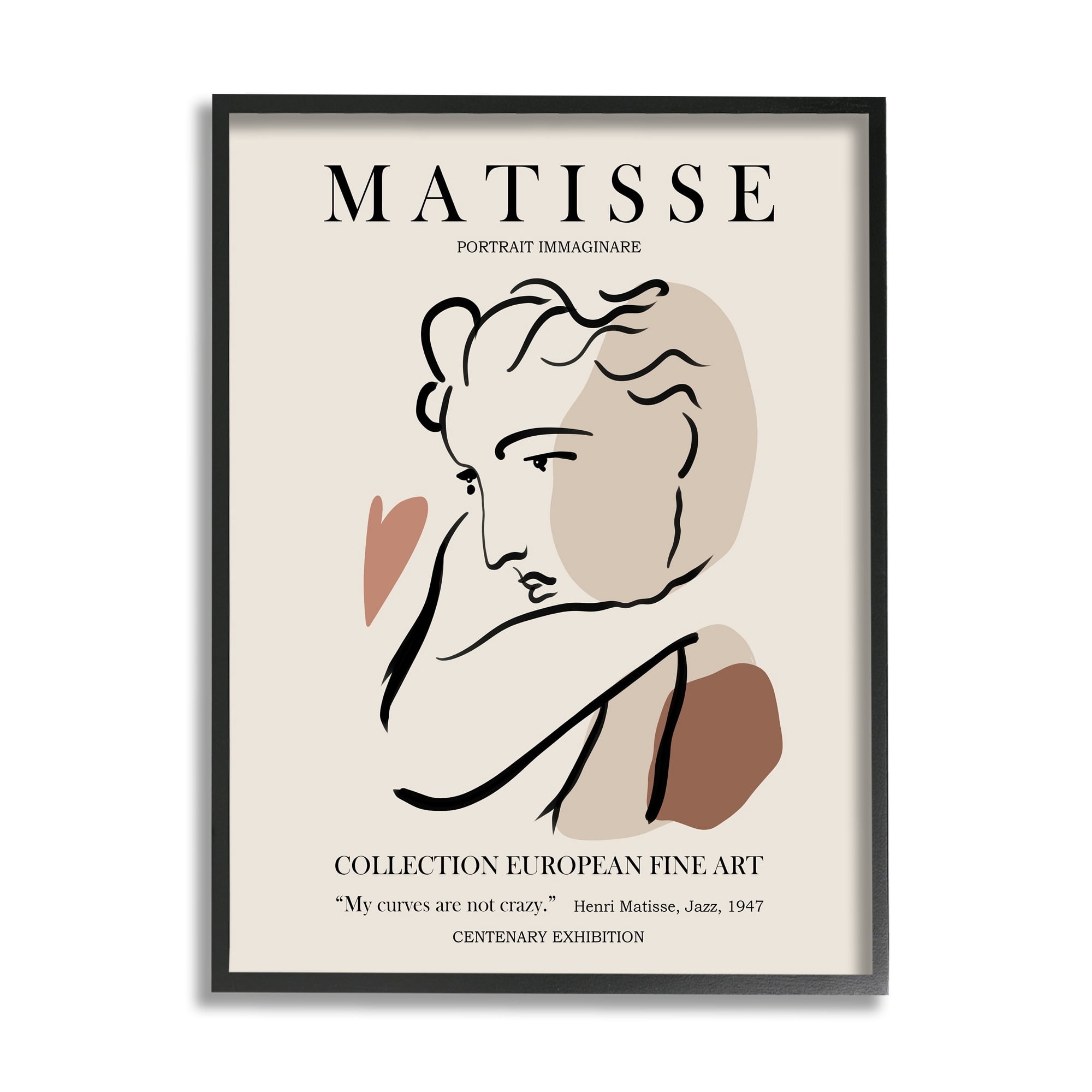 Stupell Industries Woman Face Modern Neutral Tones Outline Exhibition Framed Wall Art, 11 x 14, Design by Ros Ruseva