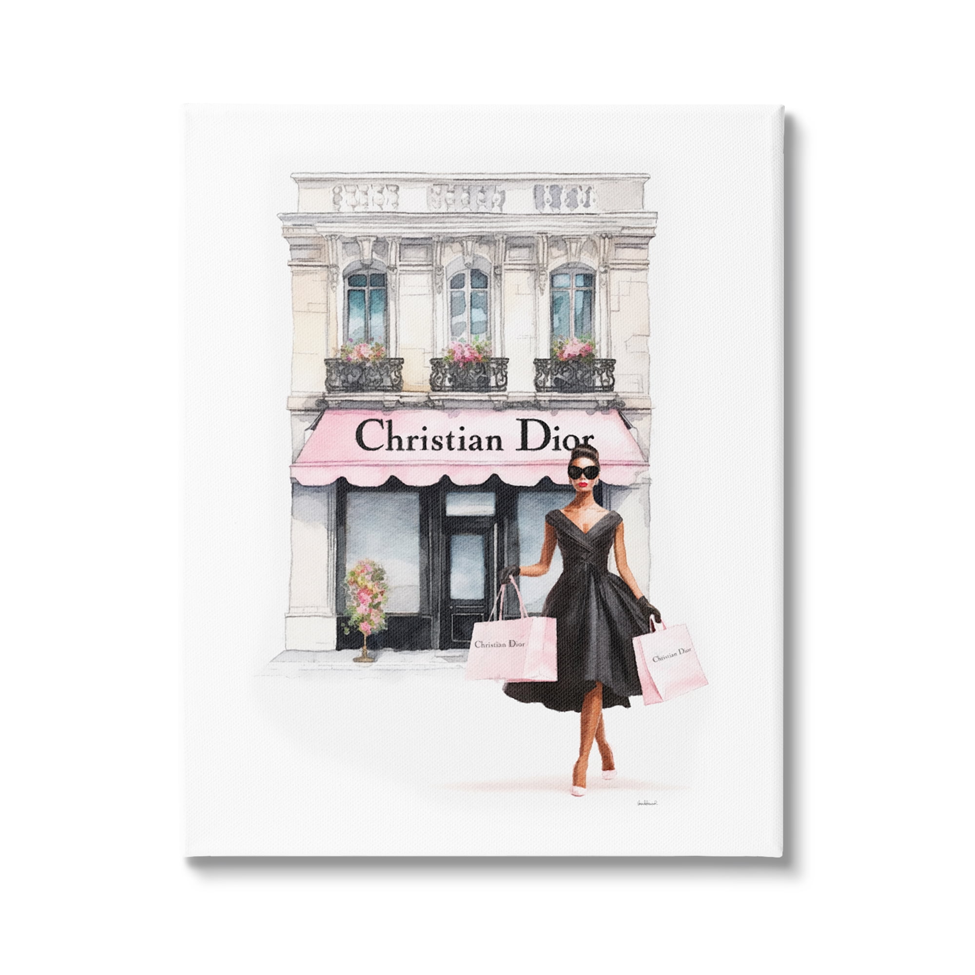 Stupell Industries Woman & Fashion Shop Town & City Painting Gallery Wrapped Canvas Art Print Wall Art, 30 x 40