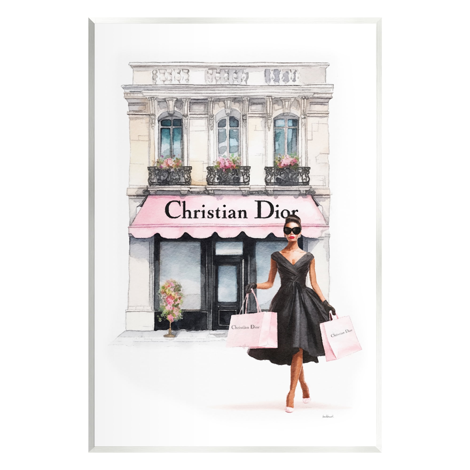 Stupell Industries Woman & Fashion Shop Town & City Painting Unframed Art Print Wall Art, 13 x 19