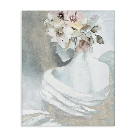 Stupell Industries Woman & Florals Visage Novelty Painting Gallery Wrapped Canvas Art Print Wall Art, 16 x 20