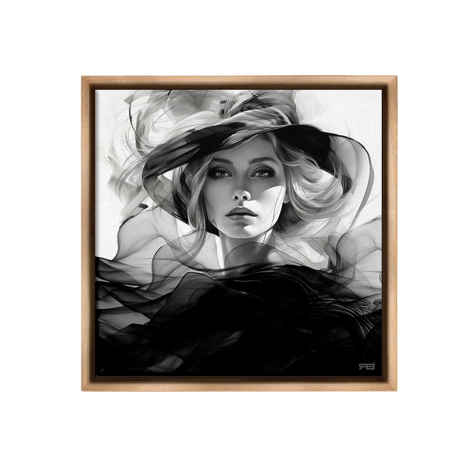 Stupell Industries Woman & Flowing Fabrics Abstract Painting Brown Floater Framed Canvas Art Print Wall Art, 25 x 25