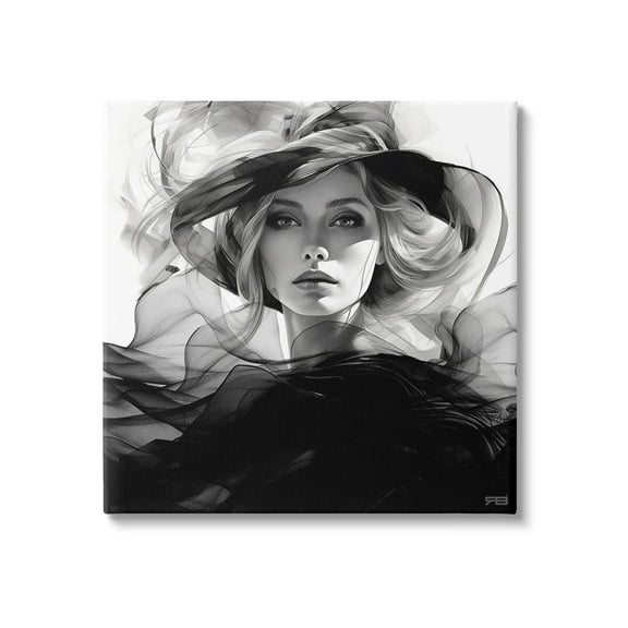 Stupell Industries Woman & Flowing Fabrics Abstract Painting Gallery Wrapped Canvas Art Print Wall Art, 17 x 17