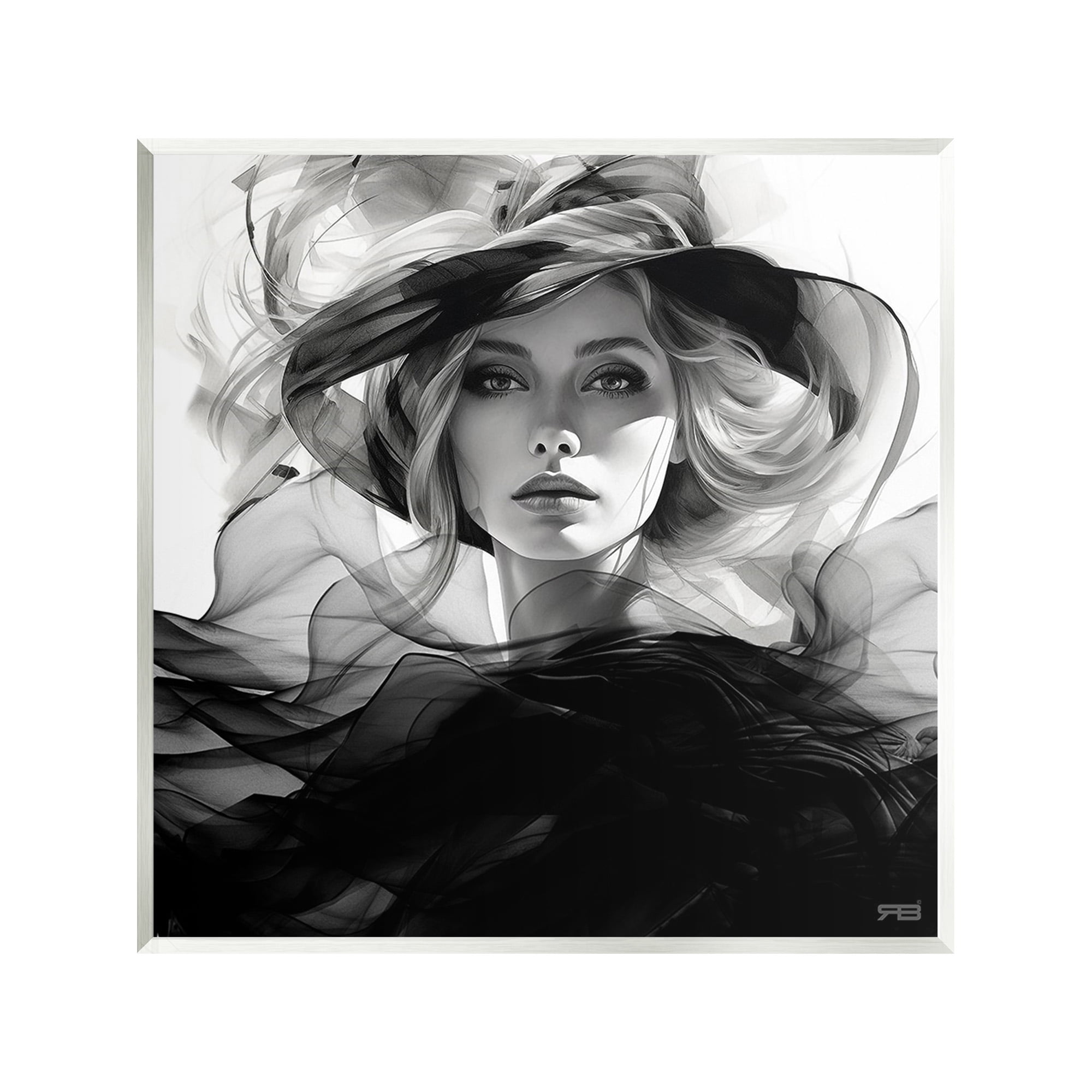 Stupell Industries Woman & Flowing Fabrics Abstract Painting Unframed Art Print Wall Art, 12 x 12