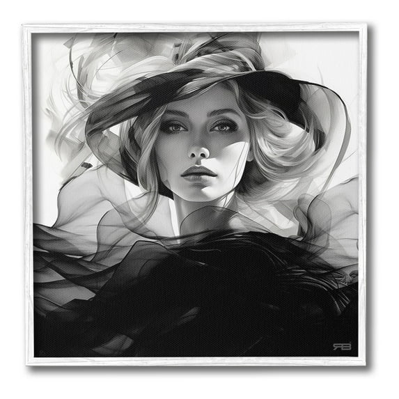 Stupell Industries Woman & Flowing Fabrics Abstract Painting White Framed Art Print Wall Art, 12 x 12