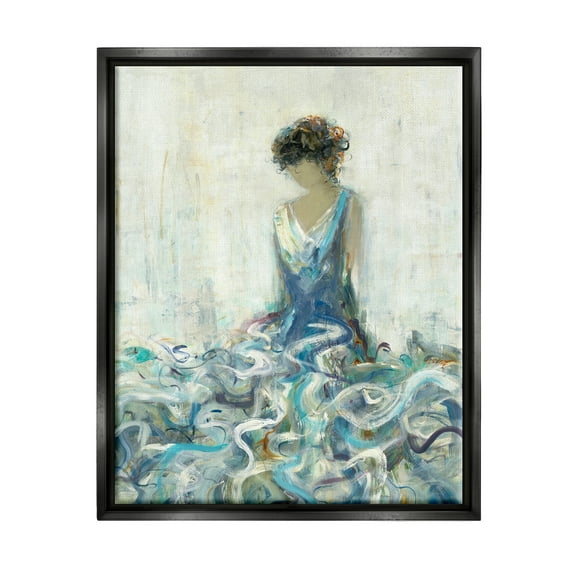 Stupell Industries Woman In Gown Abstraction Beauty & Fashion Painting Black Floater Framed Art Print Wall Art