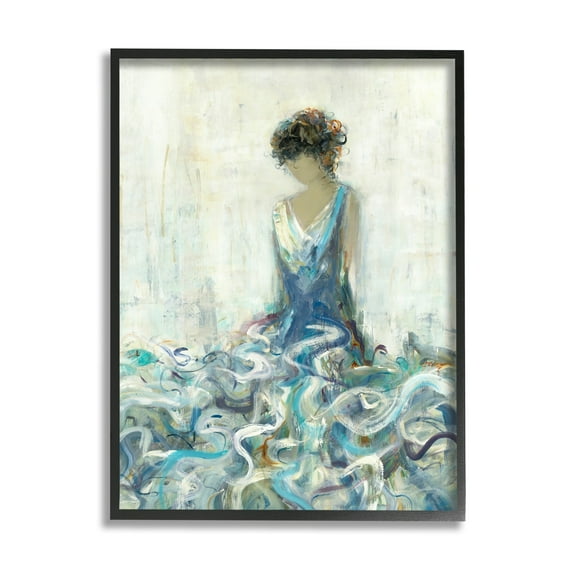 Stupell Industries Woman In Gown Abstraction Beauty & Fashion Painting Black Framed Art Print Wall Art