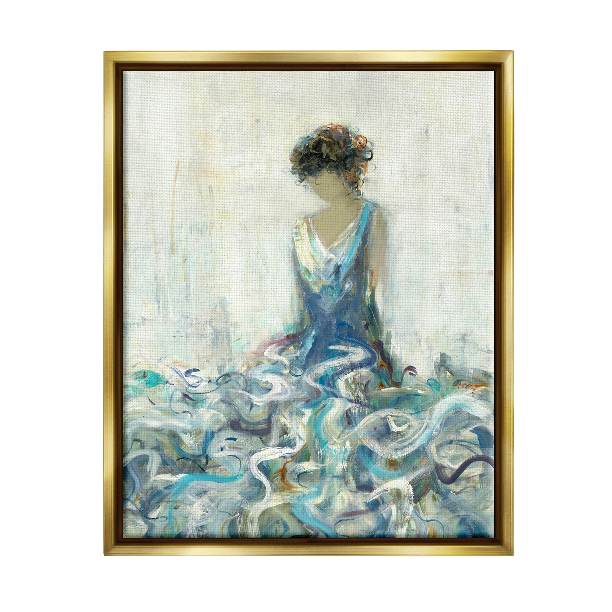Stupell Industries Woman In Gown Abstraction Beauty & Fashion Painting Gold Floater Framed Art Print Wall Art