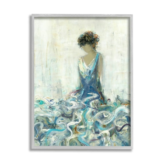 Stupell Industries Woman In Gown Abstraction Beauty & Fashion Painting Gray Framed Art Print Wall Art