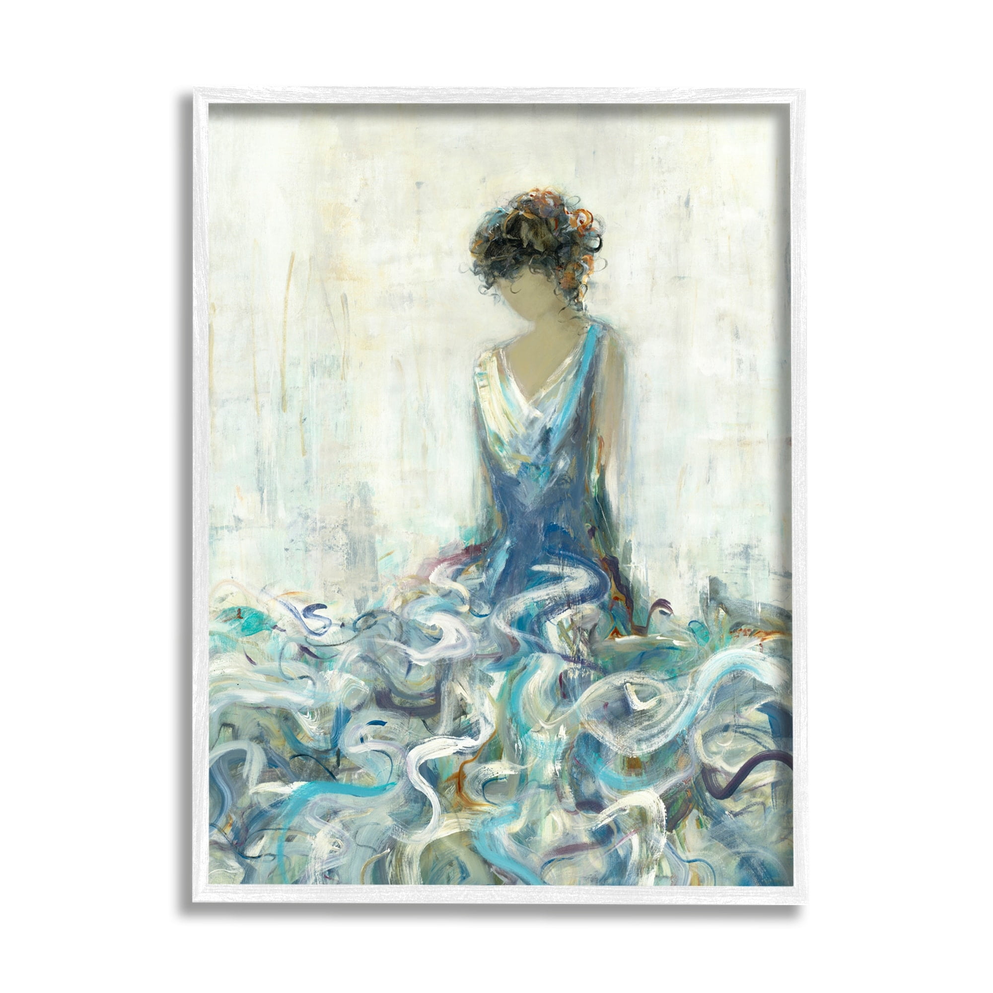 Stupell Industries Woman In Gown Abstraction Beauty & Fashion Painting White Framed Art Print Wall Art