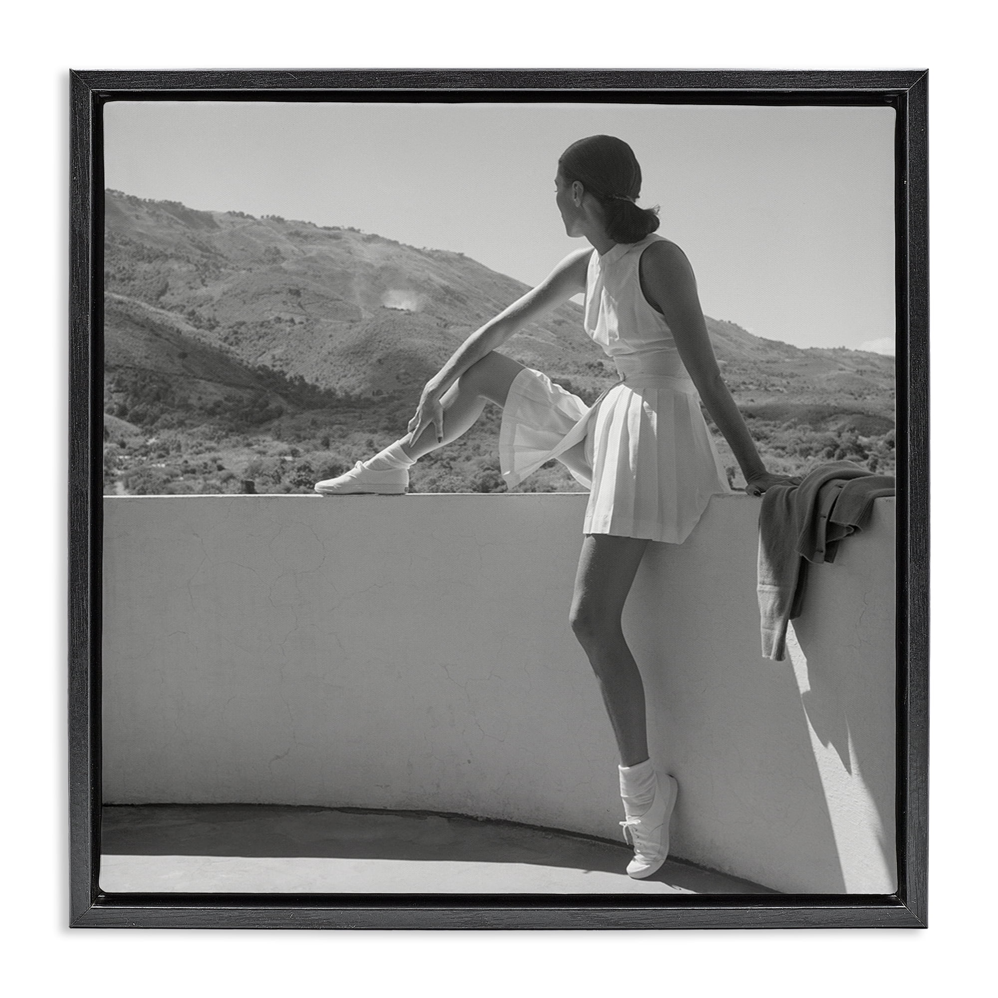 Stupell Industries Woman In Tennis Outfit Black Framed Floater Canvas Wall Art, design by Toni Frissell