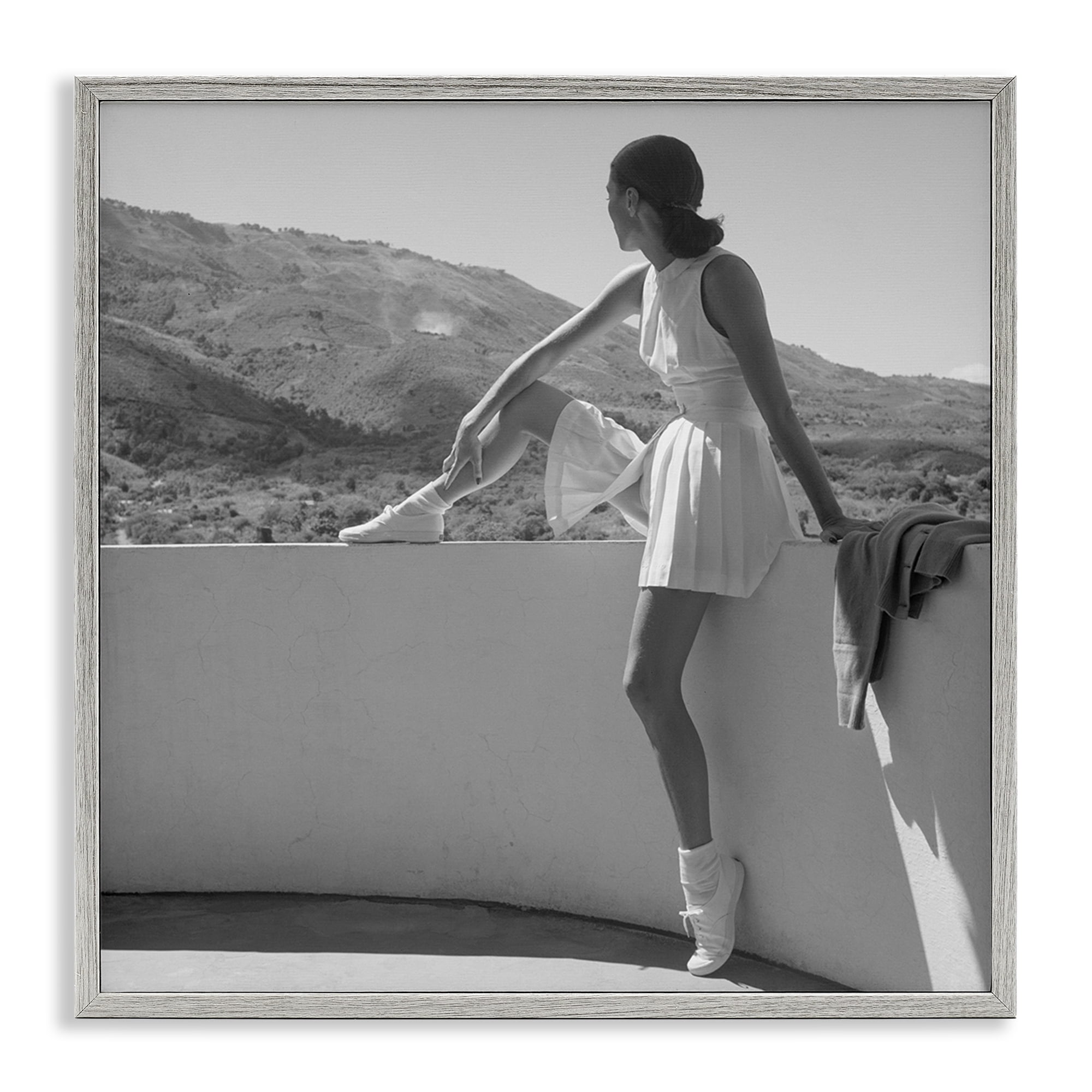 Stupell Industries Woman In Tennis Outfit Gray Framed Giclee Art, design by Toni Frissell