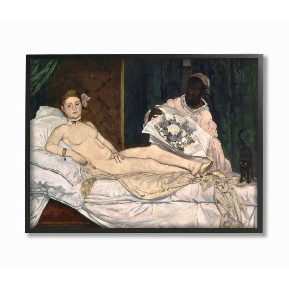 Stupell Industries Woman Lounging Classic Figure Painting Black Framed Art Print Wall Art, 24x30, by Edouard Manet