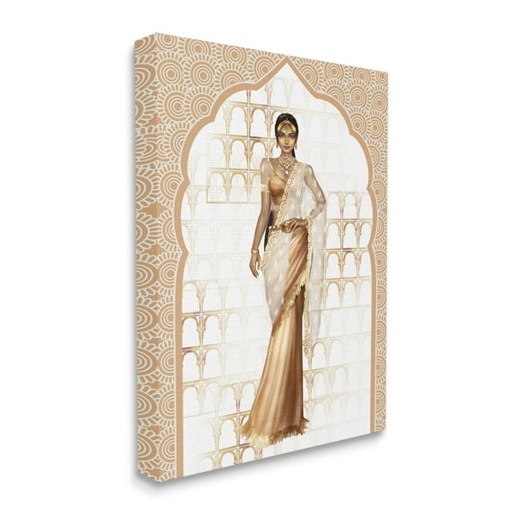 Stupell Industries Woman Modeling Islamic Fashion Glam Pattern Beige,30 x 40,Designed by Ziwei Li