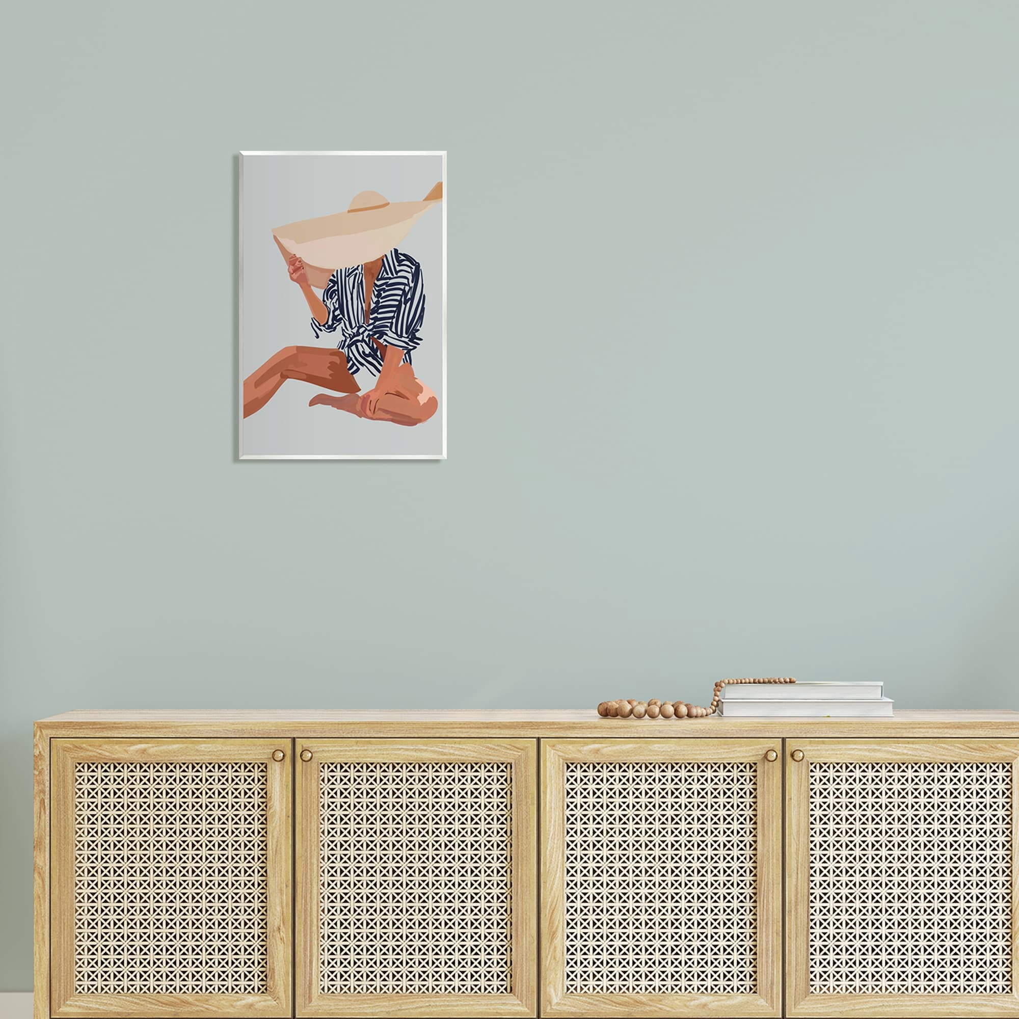 Stupell Industries Woman Obscured By Sun Hat Summer Beach Portrait Graphic Art Unframed Art Print Wall Art, Design by Amelia Noyes