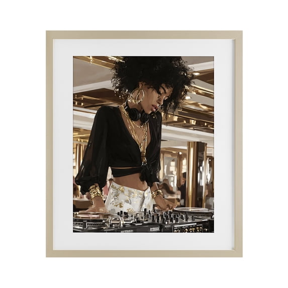 Stupell Industries Contemporary Woman Of Music Live DJ Birch Framed Print Under Glass, 13 x 16, by Franklyn Gregory