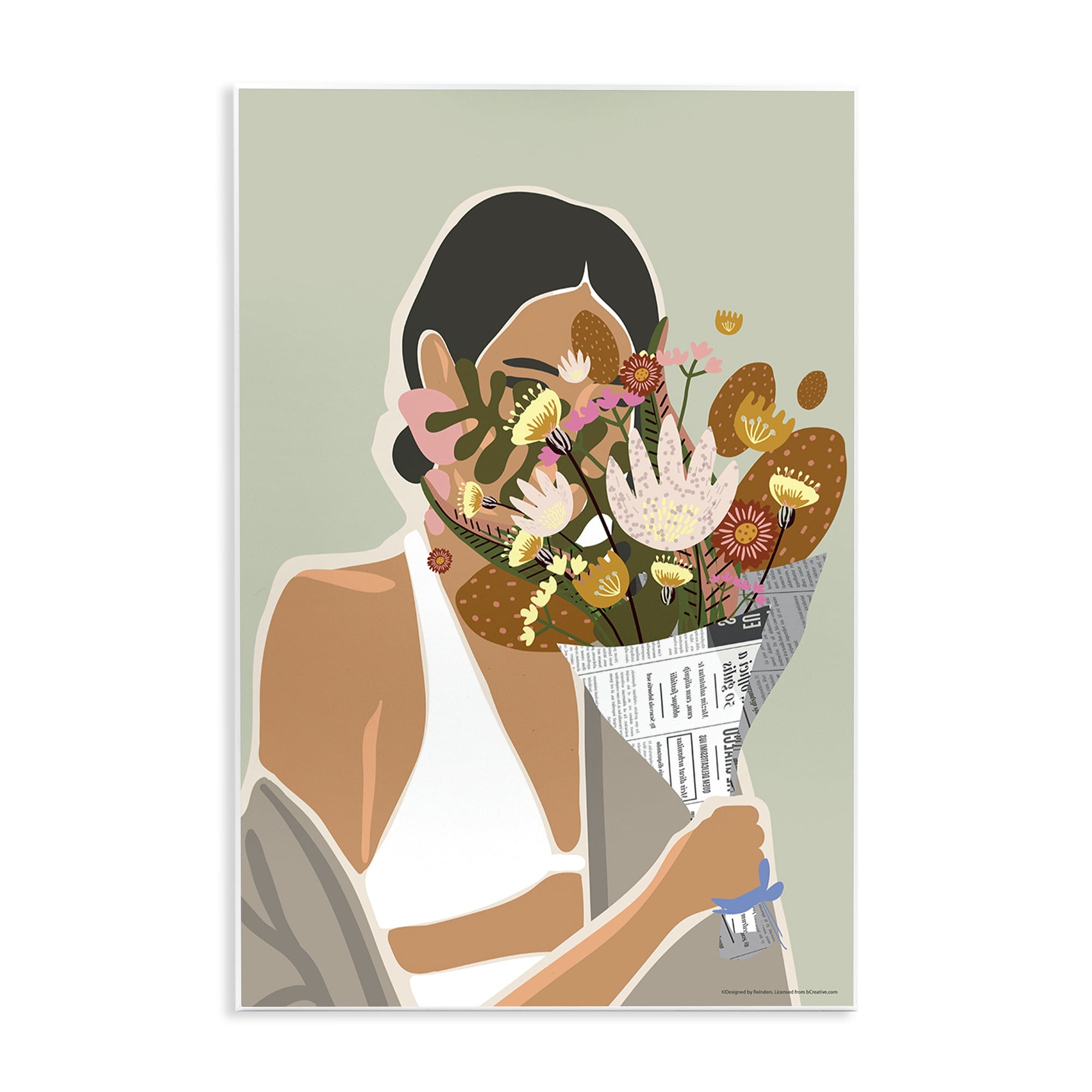 Stupell Industries Woman & Plant Bouquet People Painting Unframed Art Print Wall Art, 10 x 15