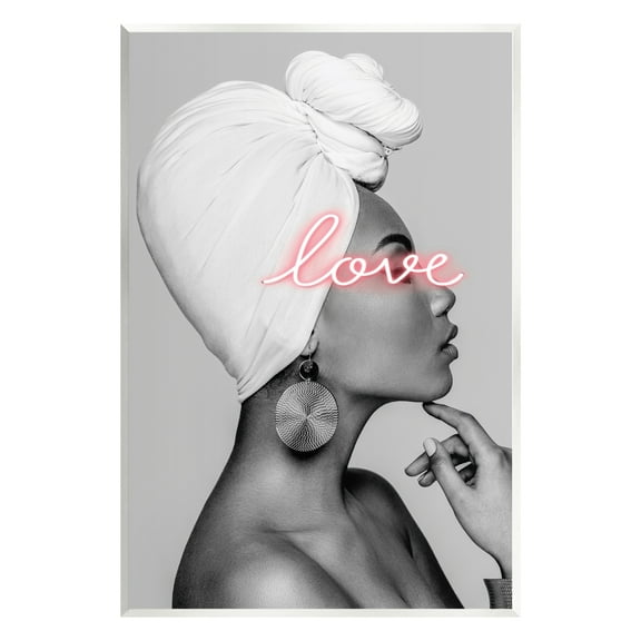 Stupell Industries Woman Portrait Pink Love Phrase Typography Painting Unframed Art Print Wall Art, 10 x 15