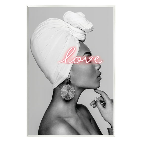 Stupell Industries Woman Portrait Pink Love Phrase Typography Painting Unframed Art Print Wall Art, 10 x 15