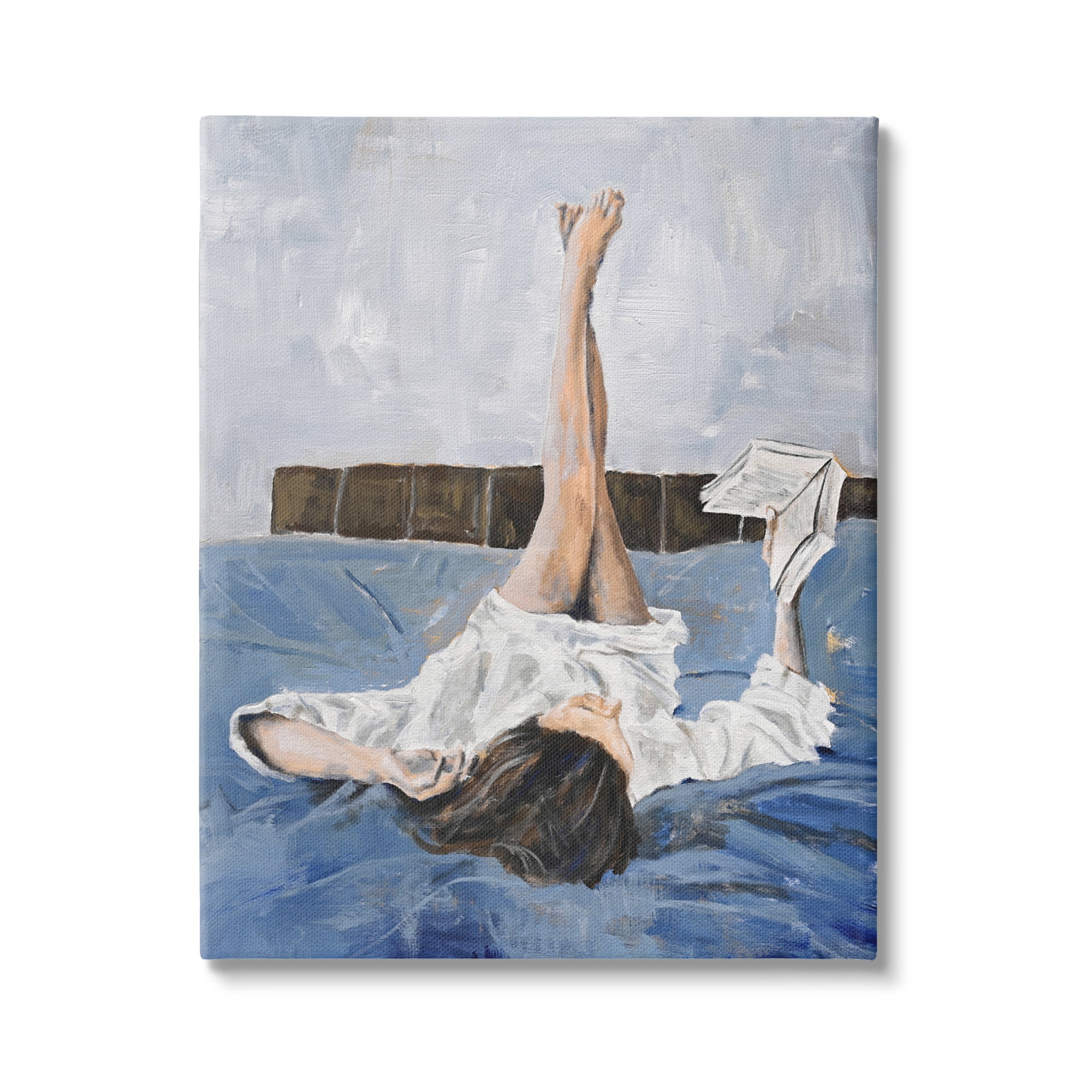 Stupell Industries Woman Reading Book Literature & Flim Painting Gallery Wrapped Canvas Art Print Wall Art, 36 x 48