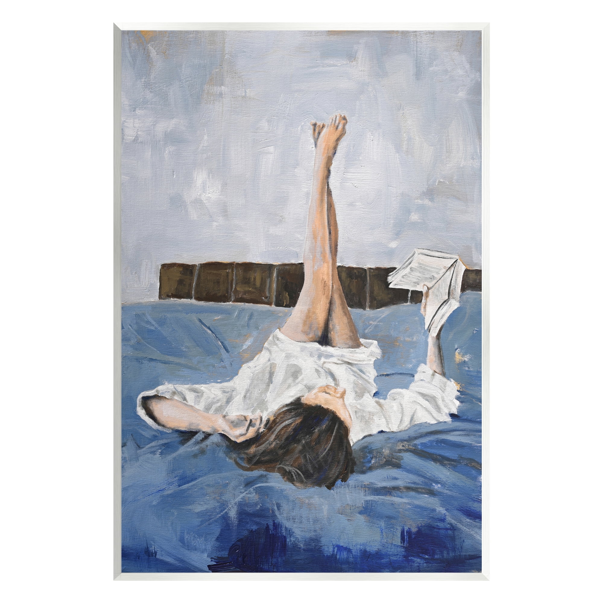 Stupell Industries Woman Reading Book Literature & Flim Painting Unframed Art Print Wall Art, 13 x 19