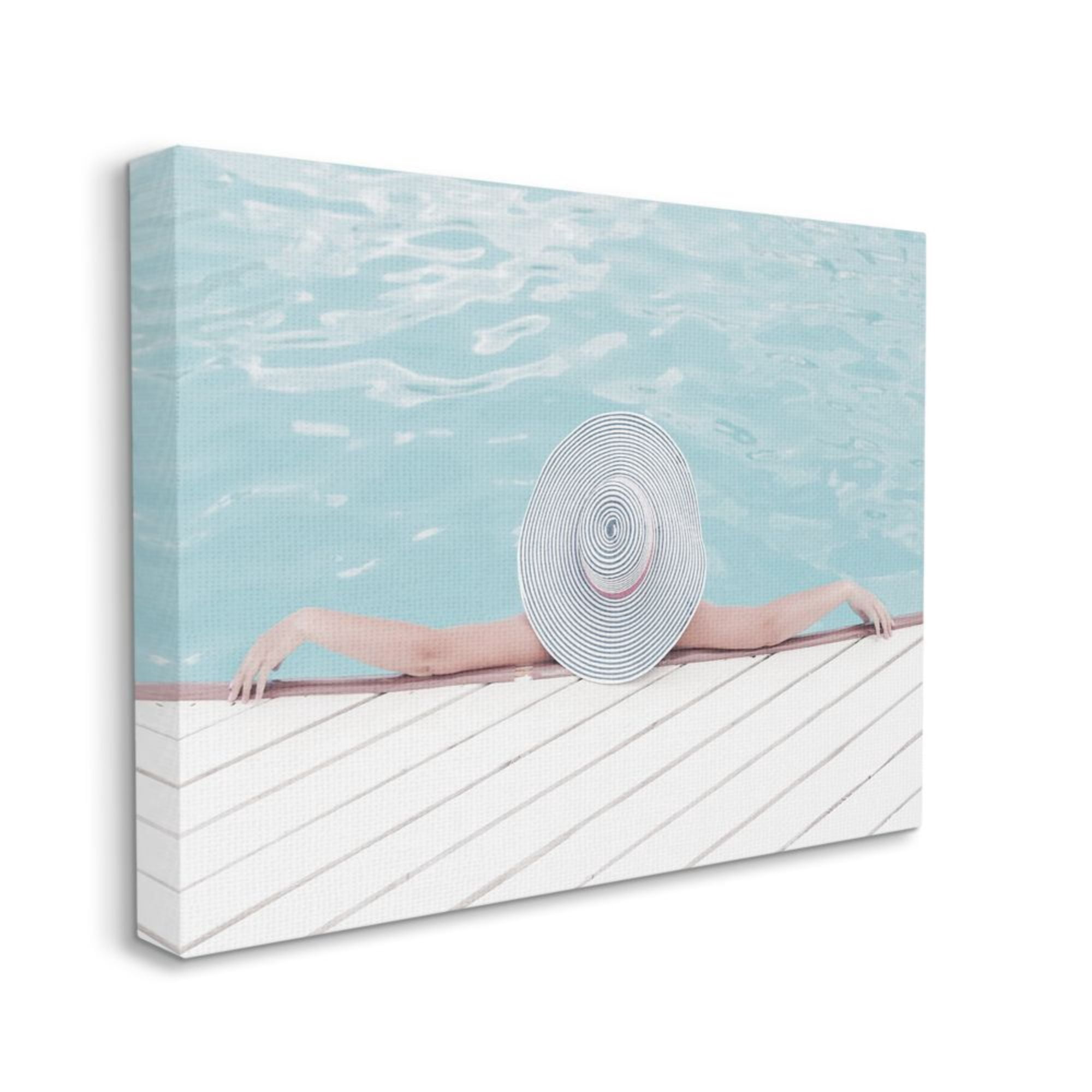 Stupell Industries Woman Relaxing Poolside Summer Brim Hat Design by Daphne Polselli, 16" x 20"