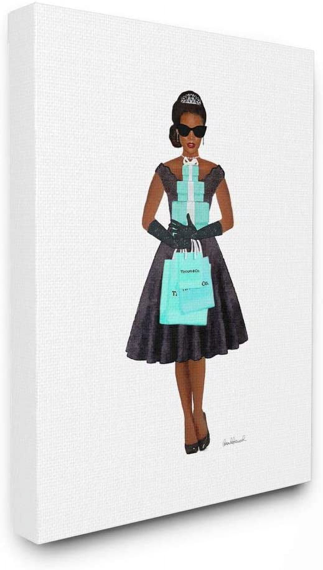 Stupell Industries Woman Shopping Blue Glam Fashion Watercolor Canvas Wall Art by Amanda Greenwood