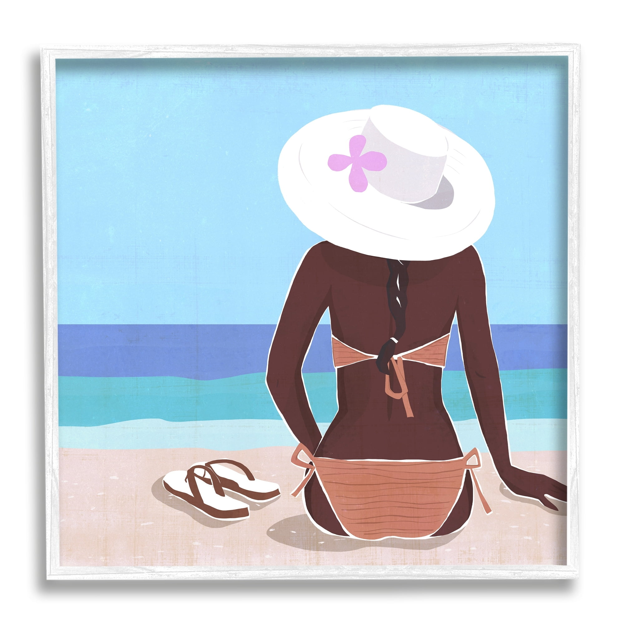 Stupell Industries Woman Sitting Beachside Tropical Warm Summer Coast, 12 x 12,Design by Annie Warren