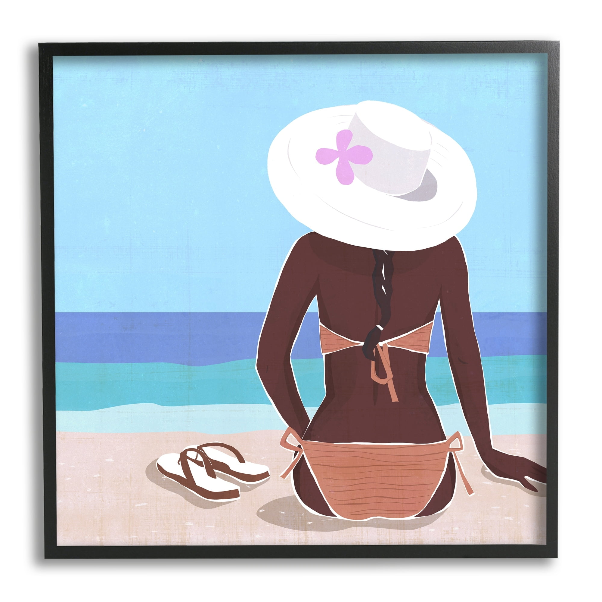 Stupell Industries Woman Sitting Beachside Tropical Warm Summer Coast, 24 x 24,Design by Annie Warren