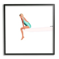 Stupell Industries Woman Sitting Diving Board Summer Beach Pool Graphic Art Black Framed Art Print Wall Art, Design by Amelia Noyes