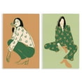 thumbnail image 1 of Stupell Industries Woman Stooping Sitting Pose People Painting Unframed Art Print Wall Art, 13 x 19, Set of 2, 1 of 8