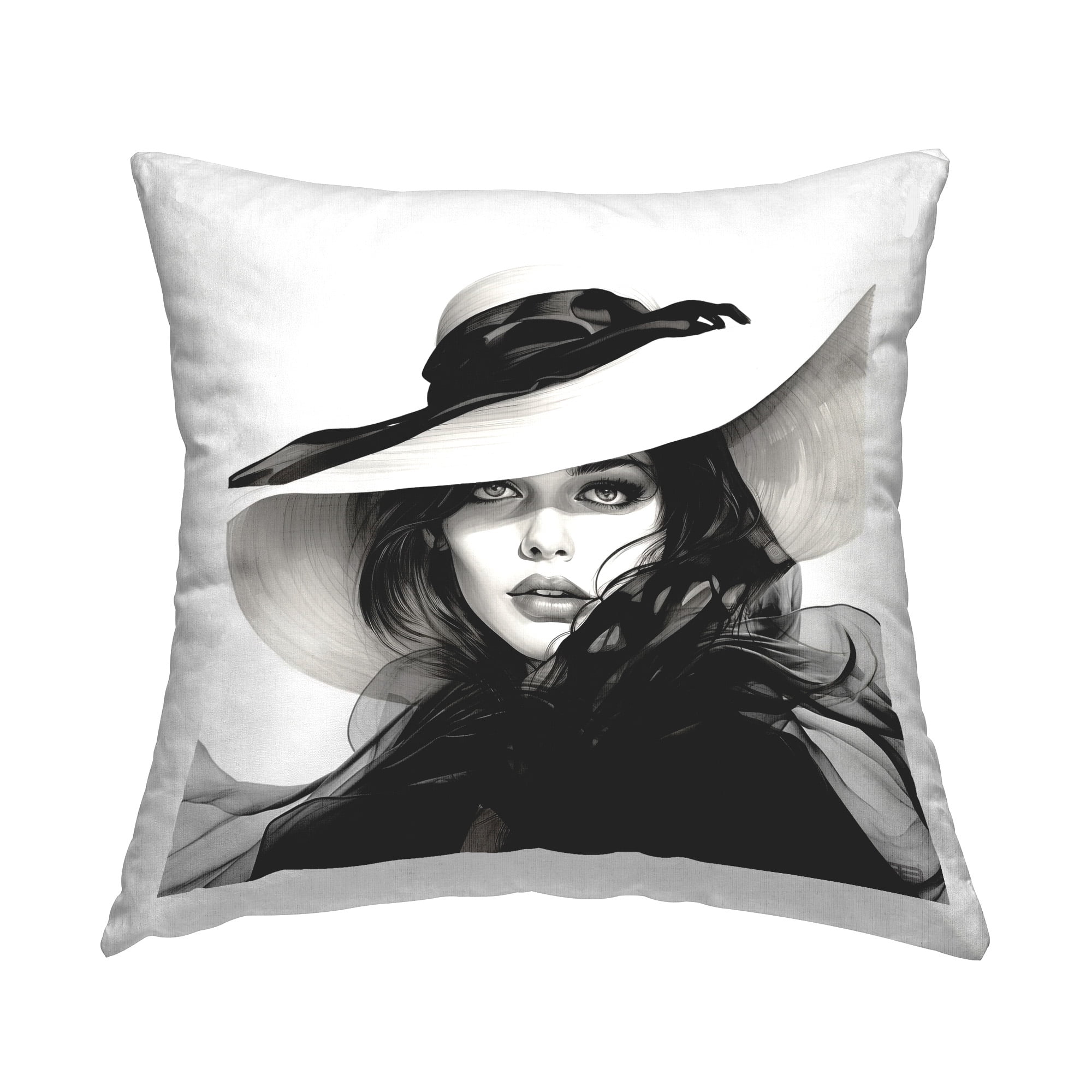 Stupell Industries Woman & Sun Hat Decorative Printed Throw Pillow Design by RB