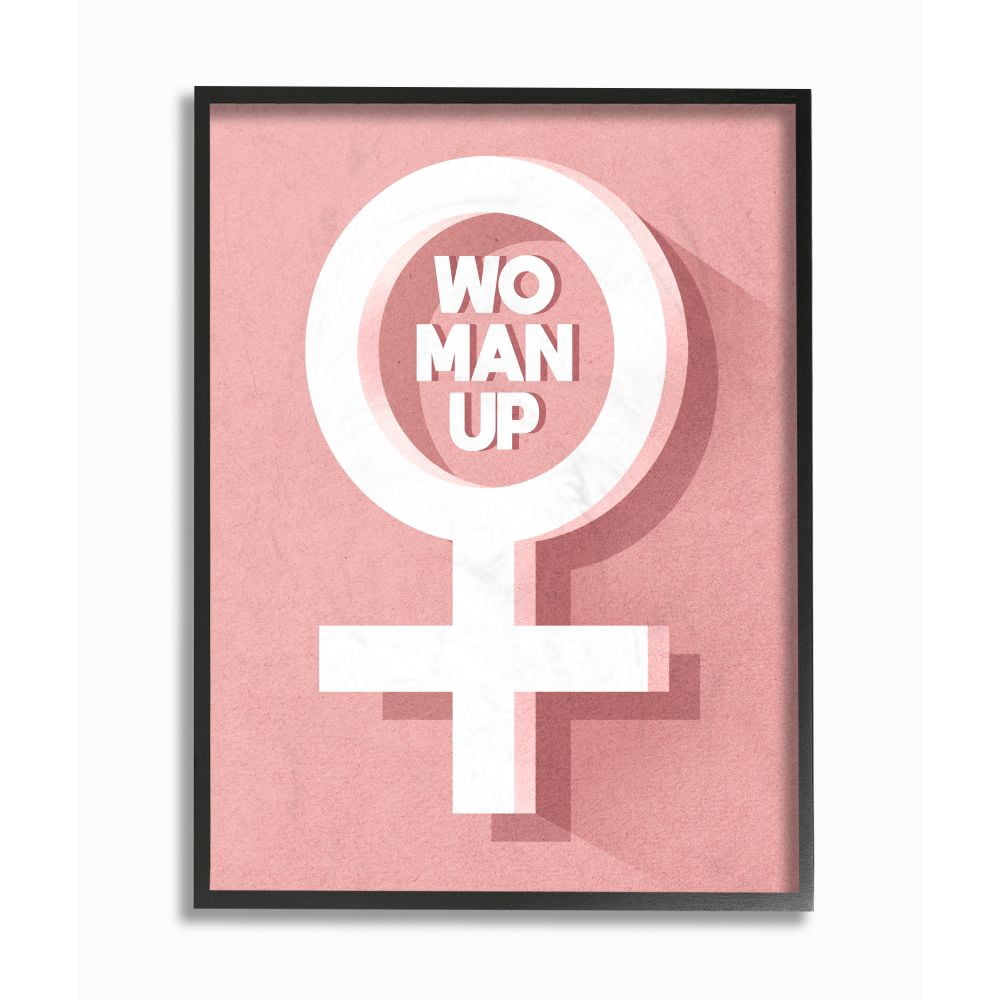 Stupell Industries Woman Up Female Symbol Fashion Modern Pink Textured Design Framed Giclee Texturized Art by Daphne Polselli