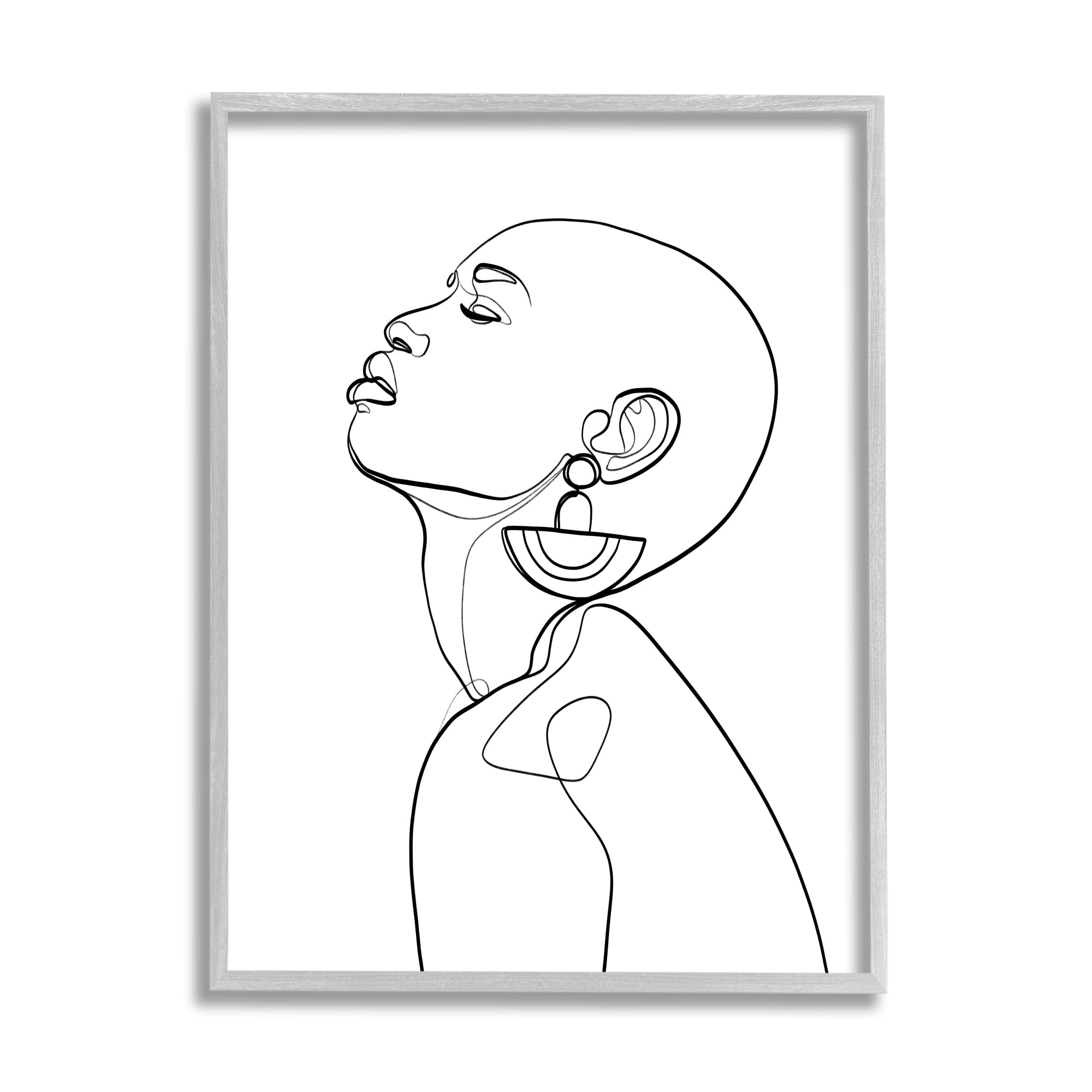 Stupell Industries Woman Wearing Circular Earrings Black Line Fluid Abstraction, 11 x 14, Designed by Ros Ruseva