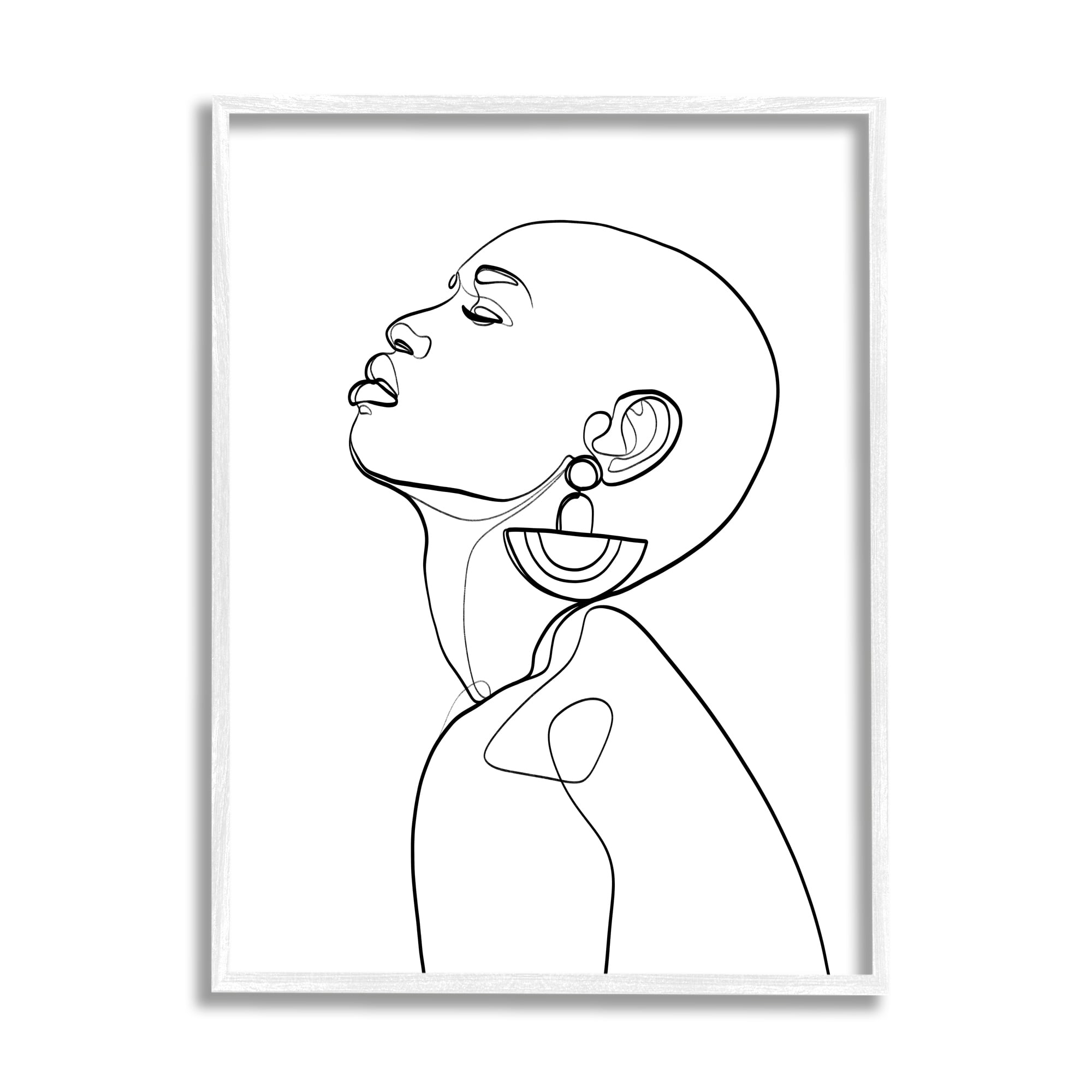 Stupell Industries Woman Wearing Circular Earrings Black Line Fluid Abstraction, 16 x 20, Designed by Ros Ruseva