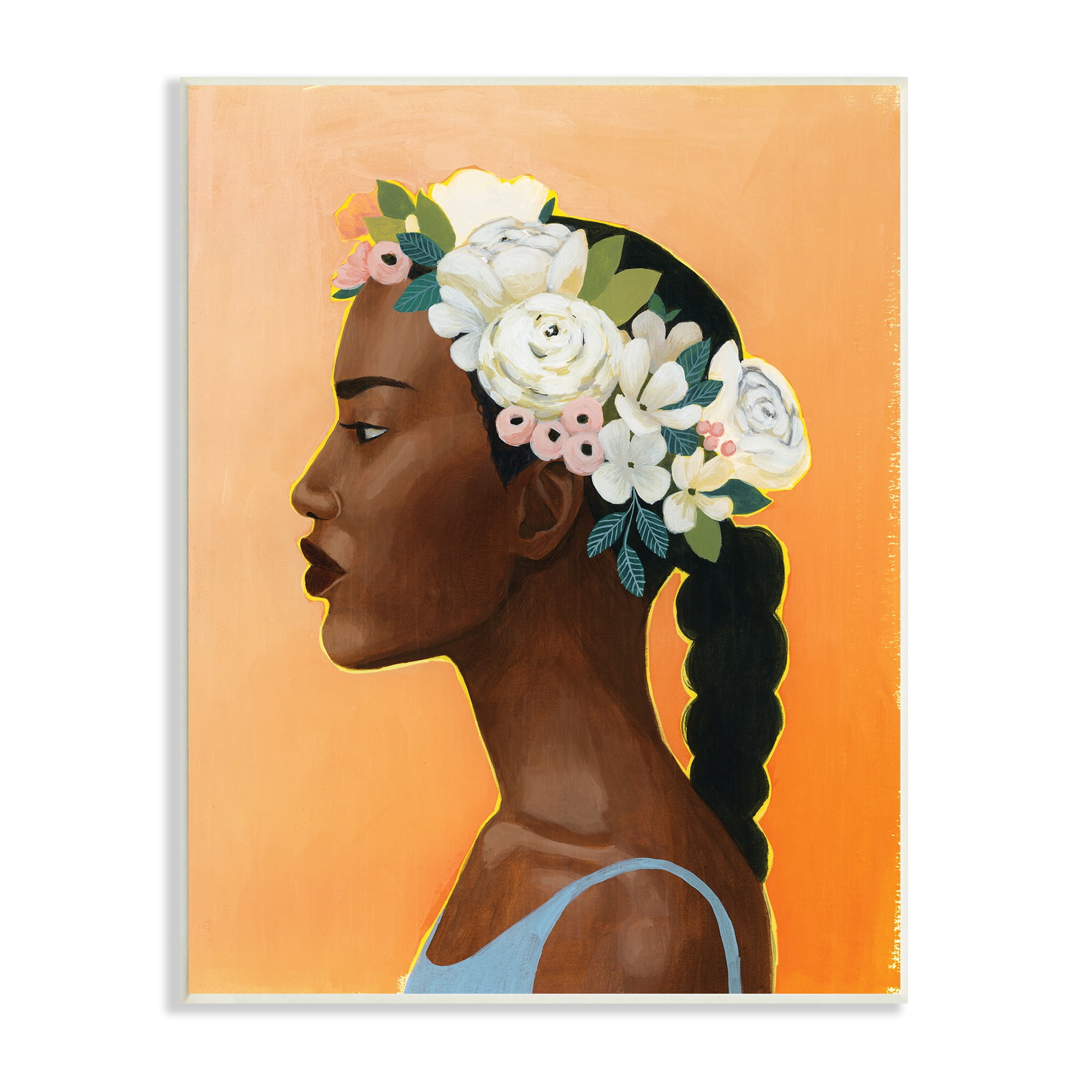 Stupell Industries Woman Wearing Rose Floral Crown Strong Portrait, 13 x 19, Designed by Grace Popp