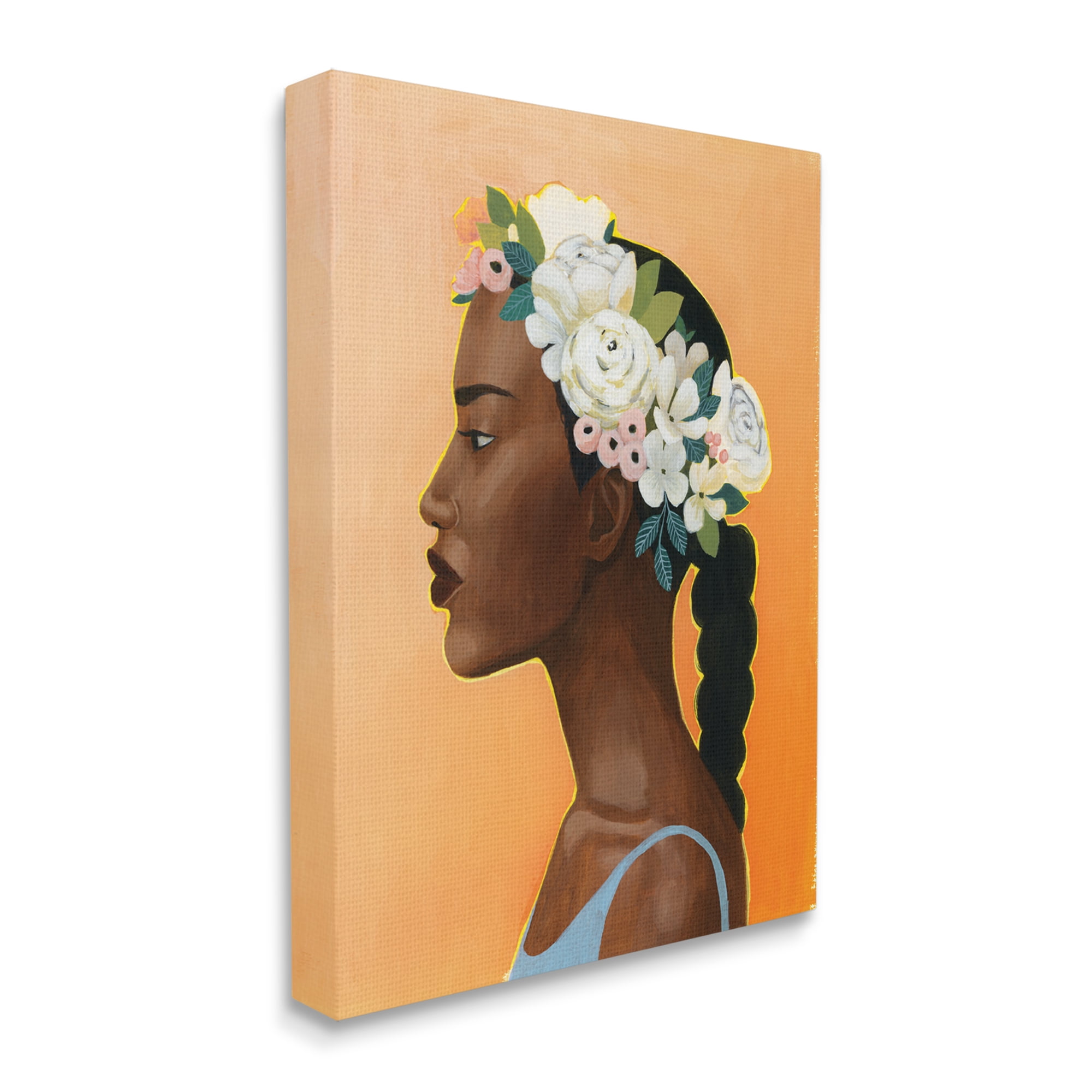 16x20 Orange Canvas Art with Floral Crown Portrait