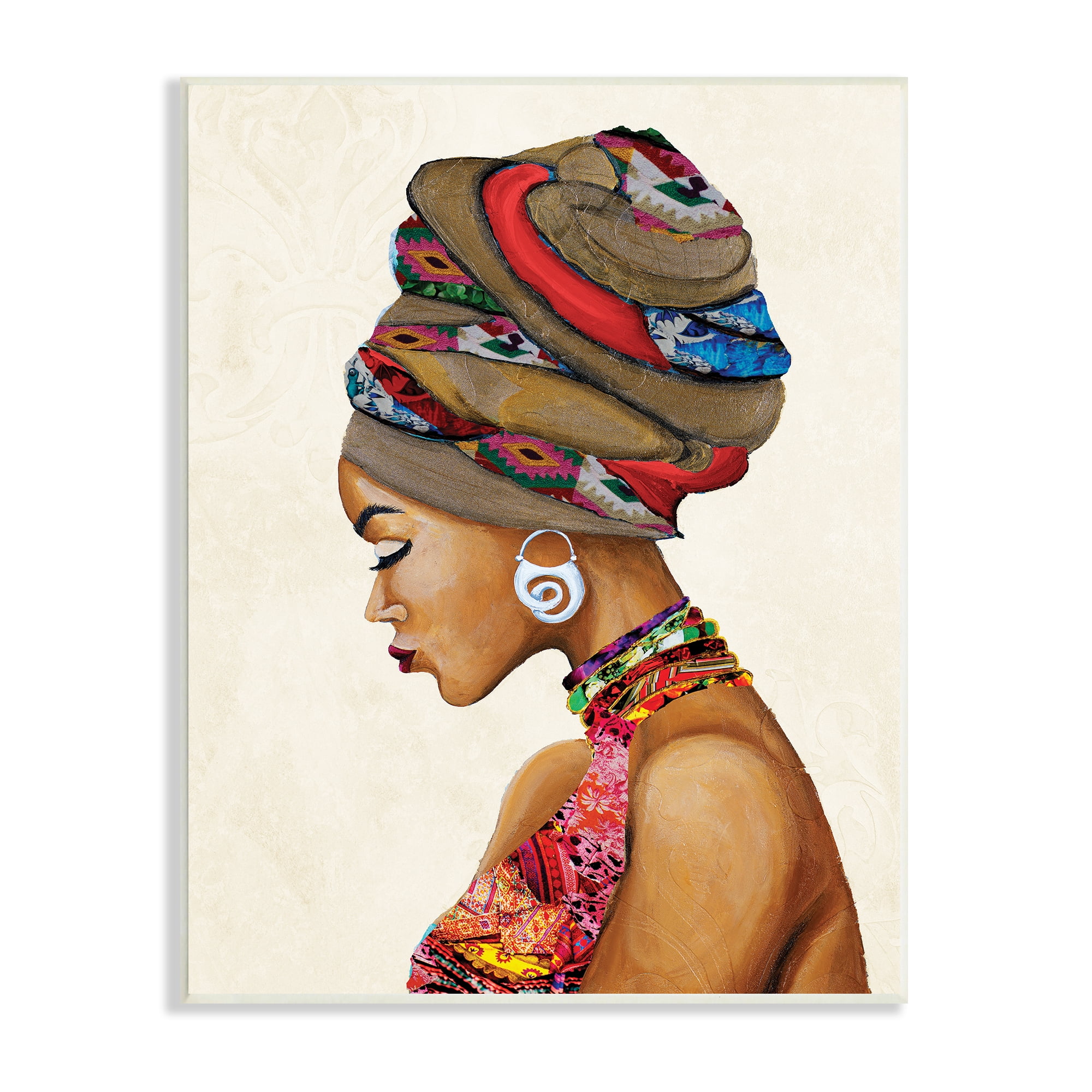 Stupell Industries Woman Wearing Traditional African Fashion Headwrap , 13 x 19, Designed by Gina Ritter