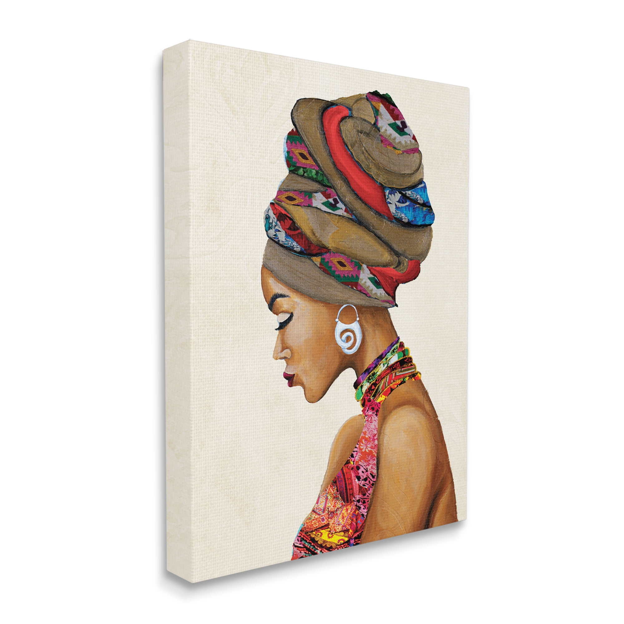 Stupell Industries Woman Wearing Traditional African Fashion Headwrap , 36 x 48, Designed by Gina Ritter